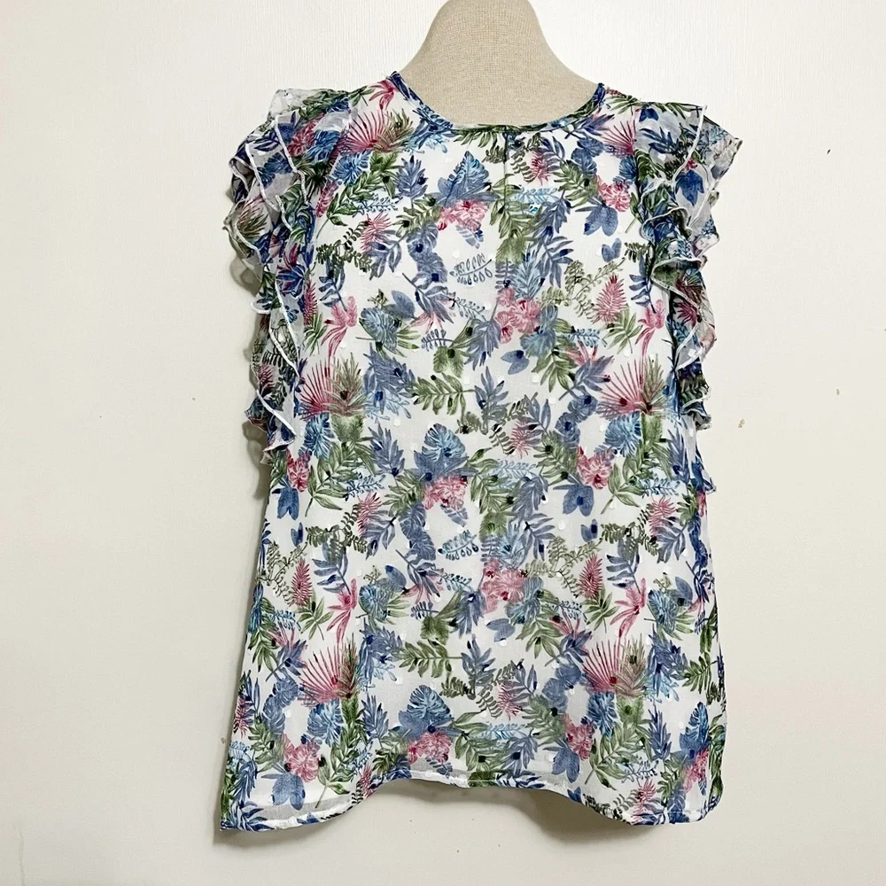 Walter Baker Tropical Swiss Dot Blouse M - Picture 2 of 10